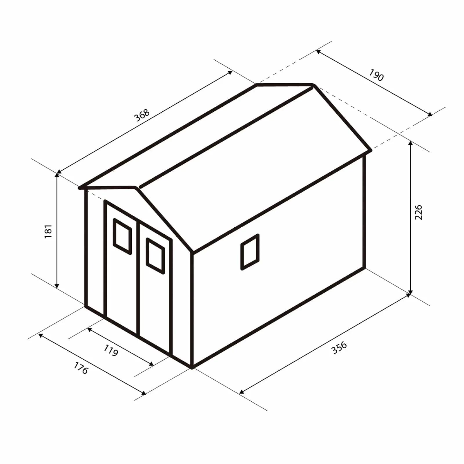 Caseta de Resina de Jardín Gardiun Zoe C - 6,99 m² 190x368x226 cm con Suelo Gris 5/5