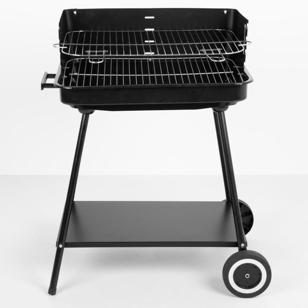Aktive Barbacoa portátil carbón regulable en altura c/2 ruedas y asa transporte 2/7
