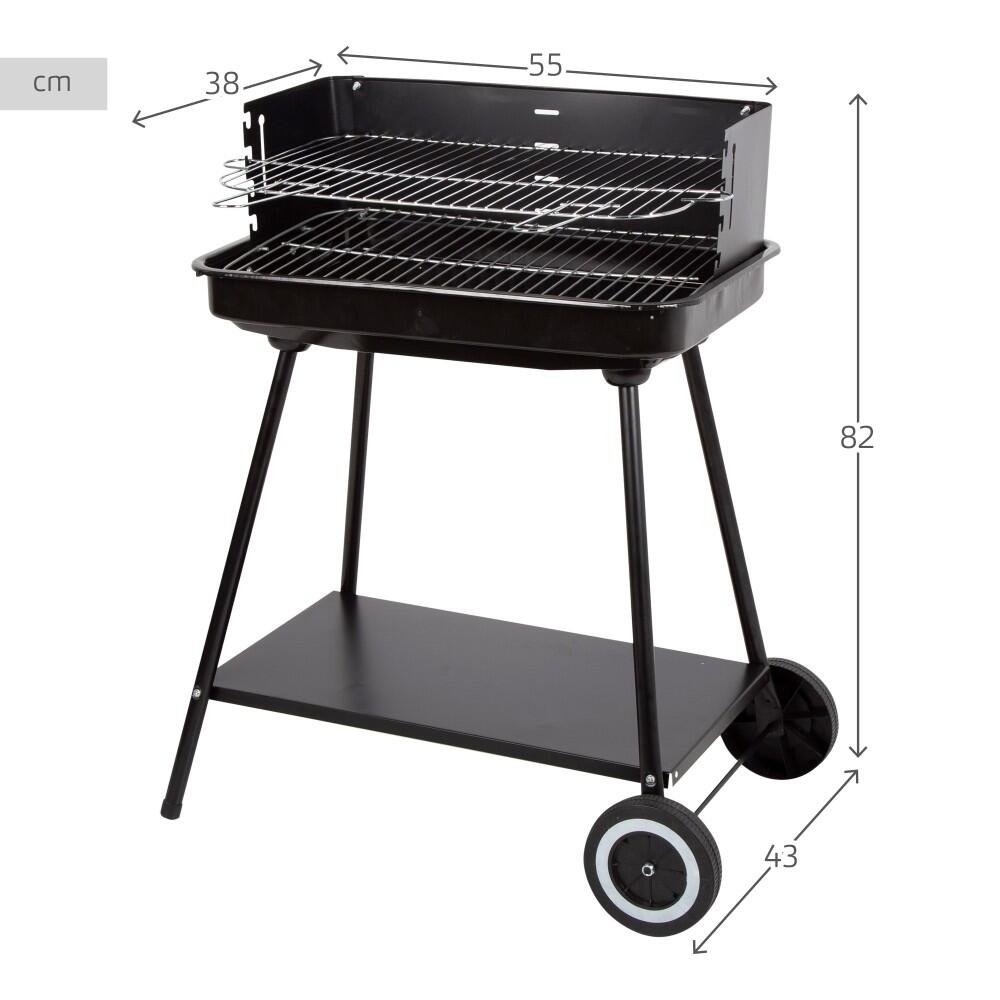 Aktive Barbacoa portátil carbón regulable en altura c/2 ruedas y asa transporte 4/7