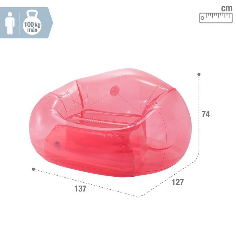 Poltrona inflável individual rosa transparente 137x127x74 cm INTEX