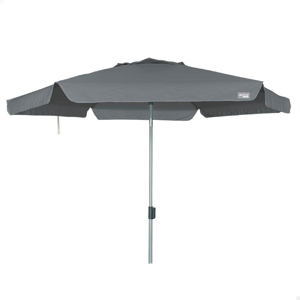 AKTIVE Aktive Sombrilla grande jardín antiviento hexagonal inclinable antracita 230 cm