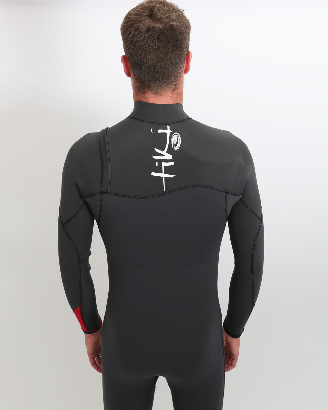 Tiki Mens Zepha 3/2 GBS Zip Free Wetsuit - Graphite/Red 5/7