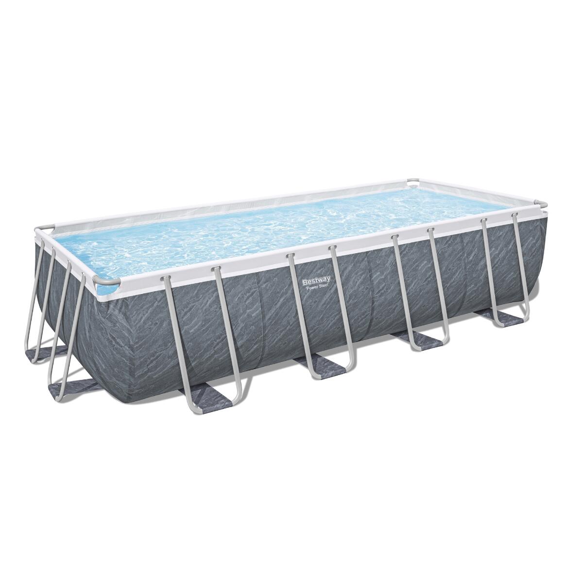 Bestway 18ft x 9ft x 48" Rectangular Power Steel Above Ground Pool 1/6