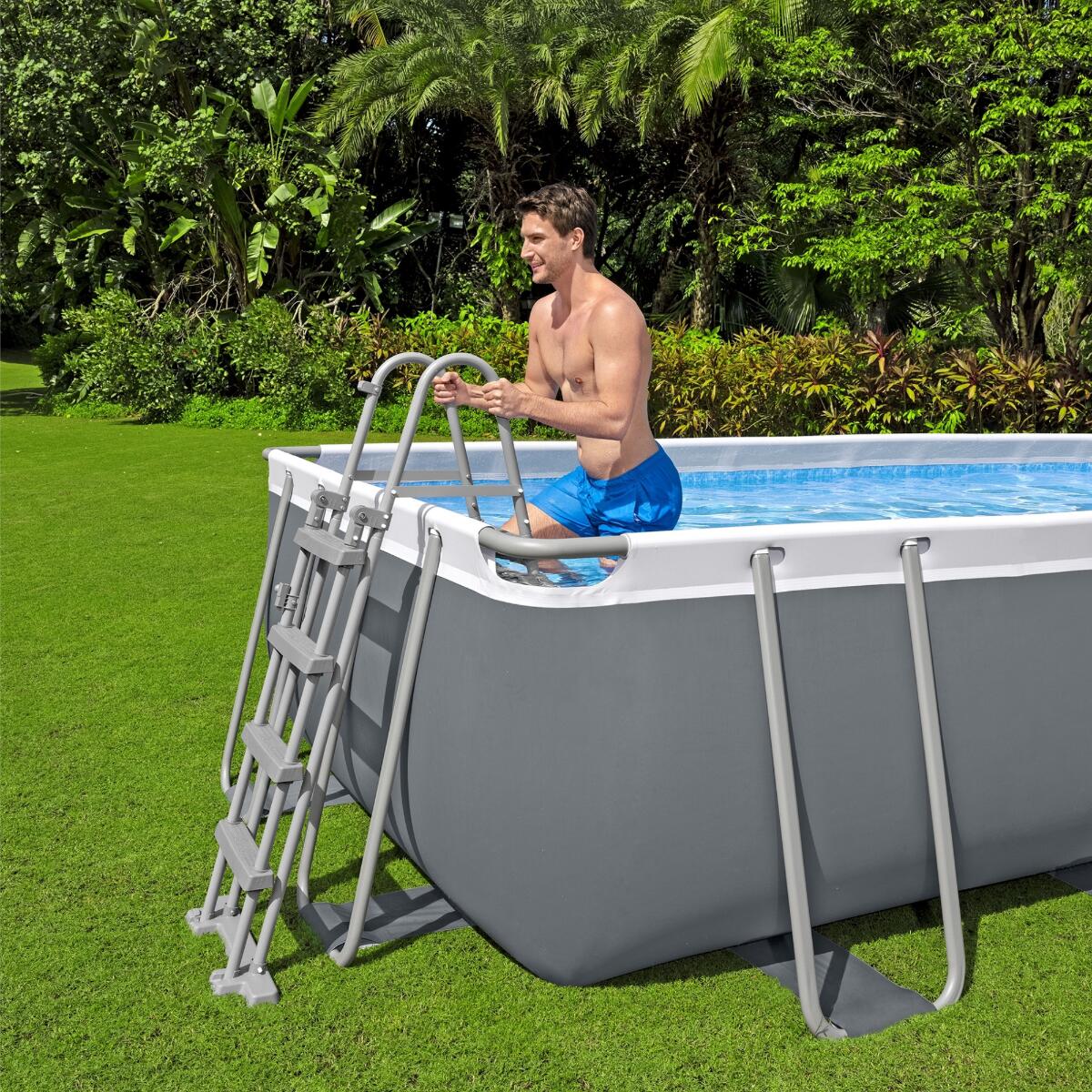 Bestway 16ft x 8ft x 48" Rectangular Power Steel Above Ground Pool ...