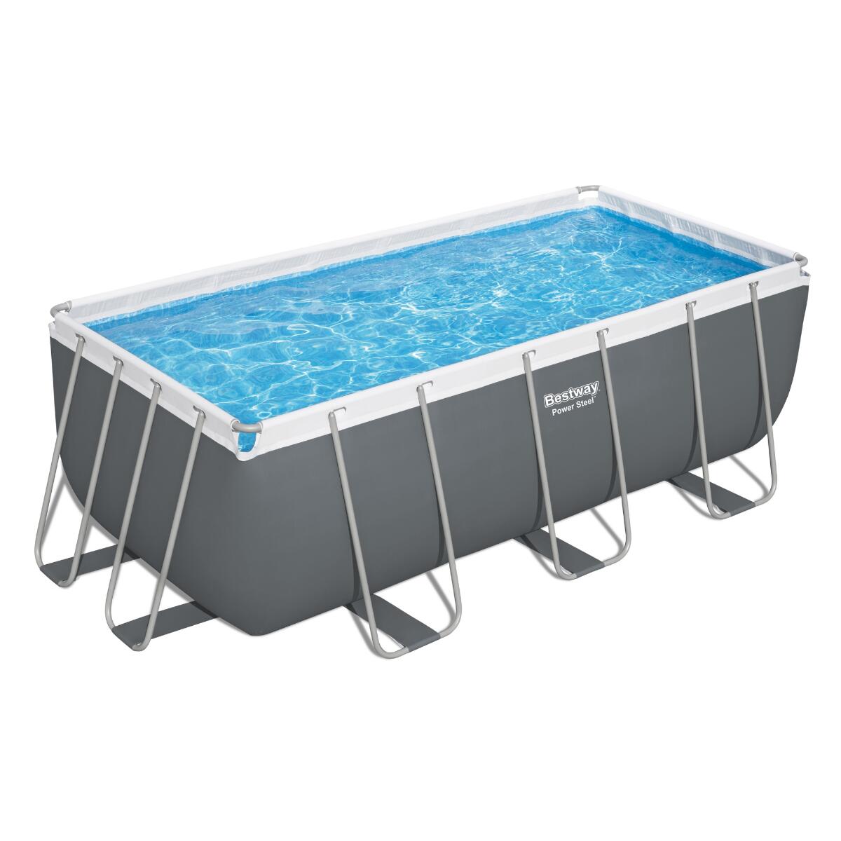 Bestway 13ft 6" x 6ft 7" x 48" Rectangular Power Steel Above Pool 2/7