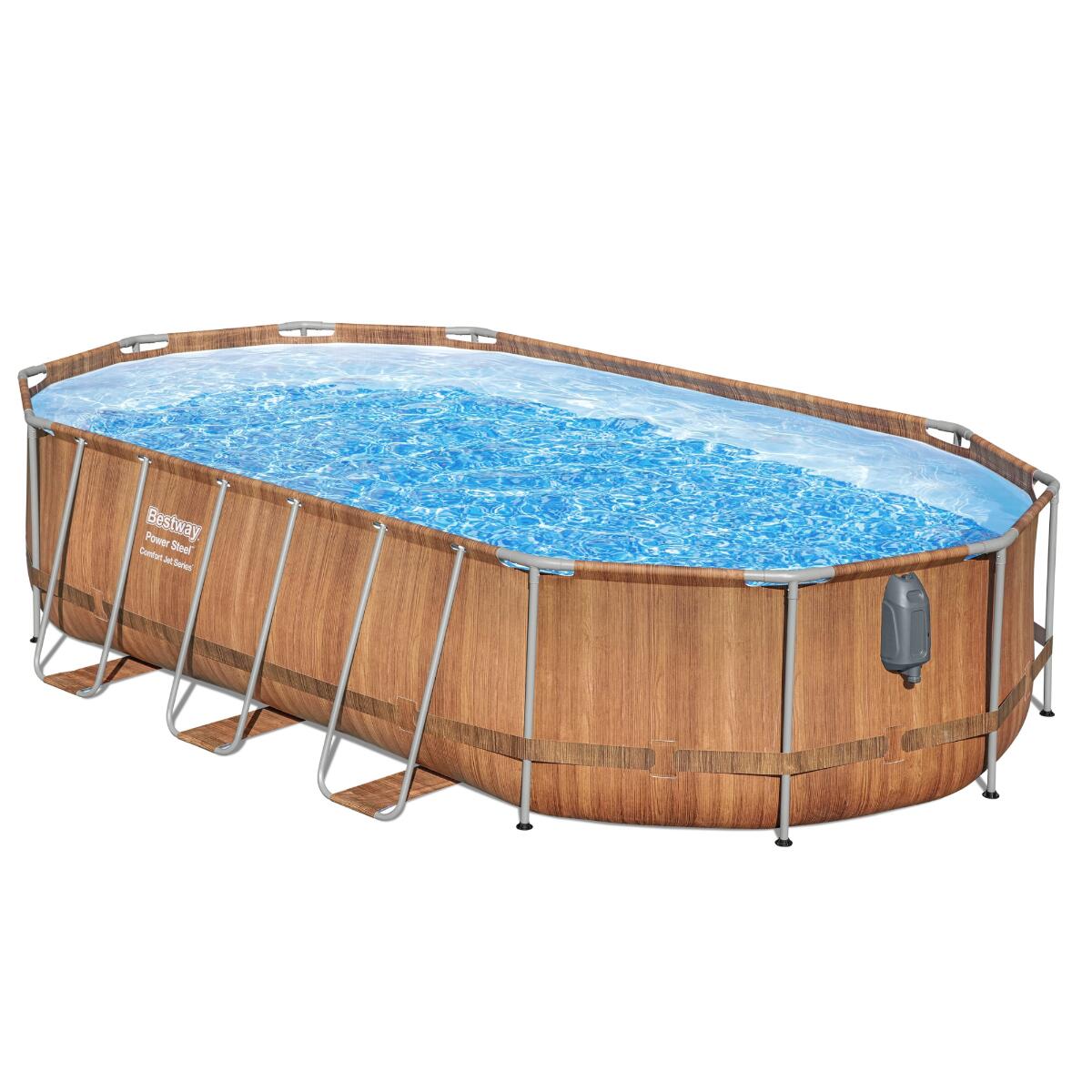 Bestway 20ft x 12ft x 48" Oval Power Steel Comfort Jet Series Above Ground Pool 1/6