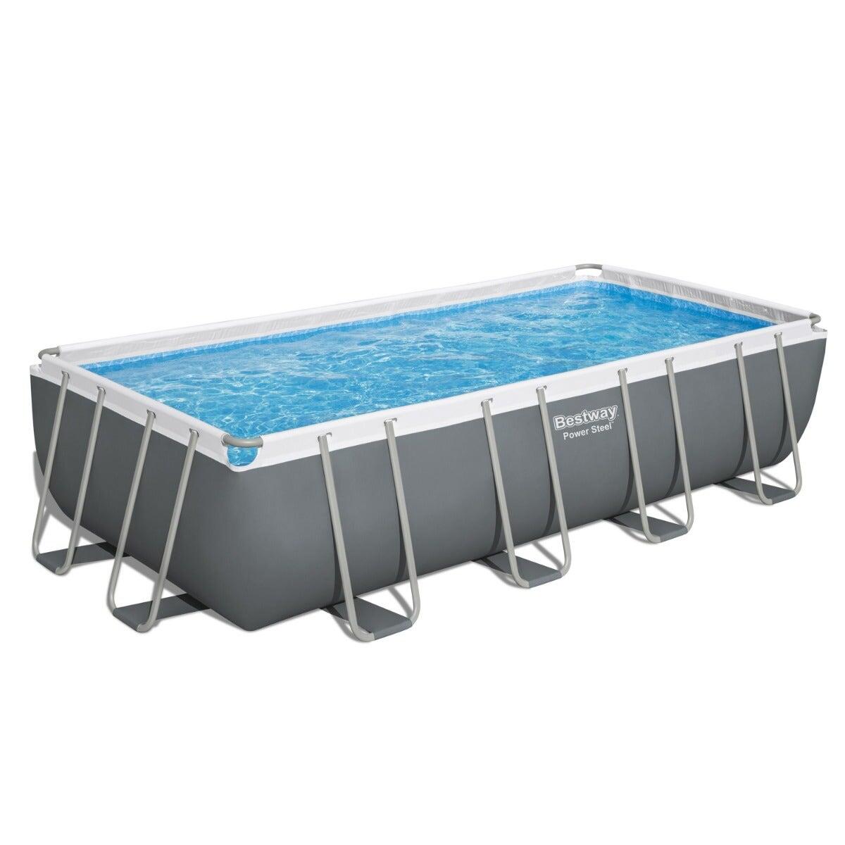 BESTWAY Bestway 18ft x 9ft x 48" Rectangular Power Steel Above Ground Pool & Sand Filter