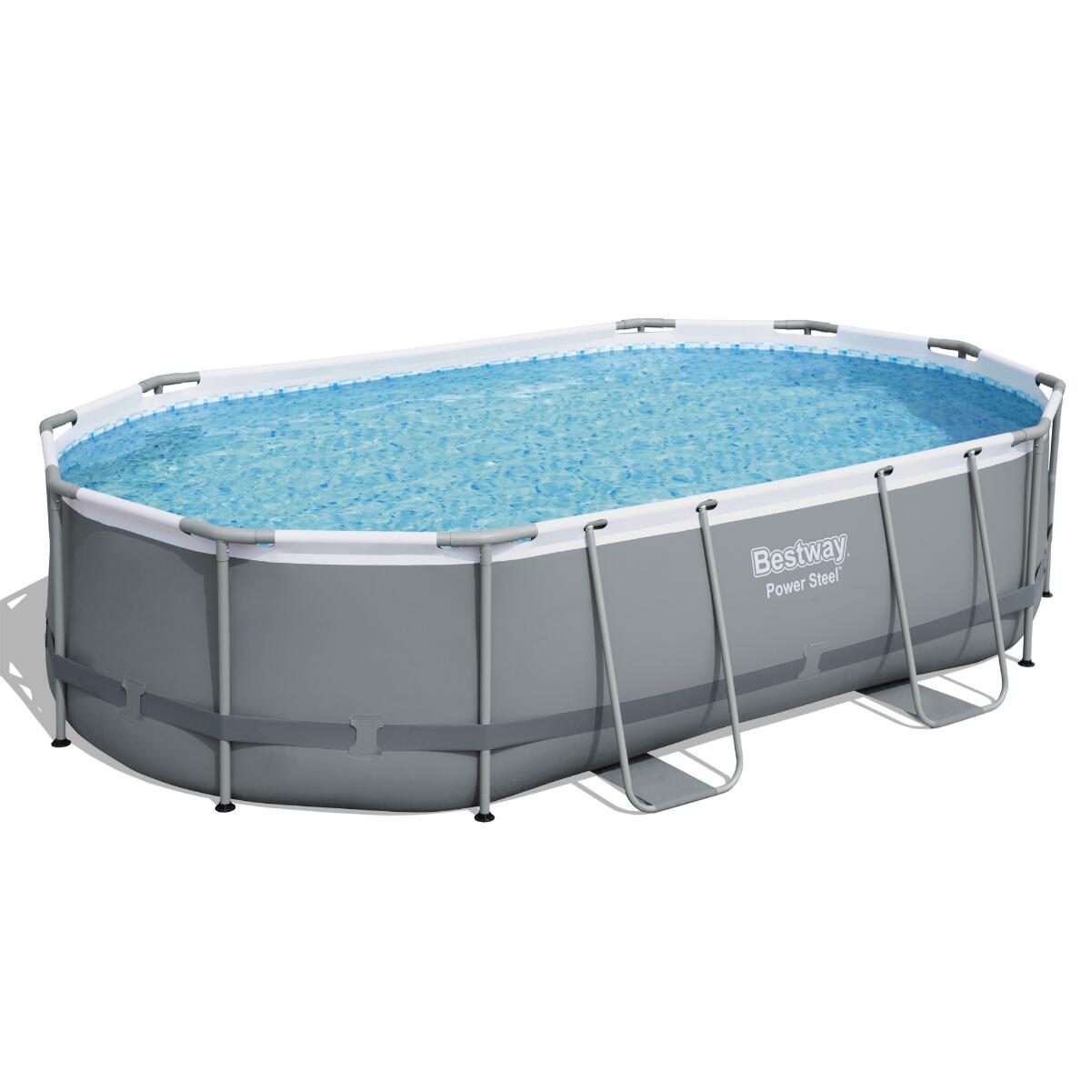 Bestway 16ft x 10ft x 42" Oval Power Steel Above Ground Pool 1/7