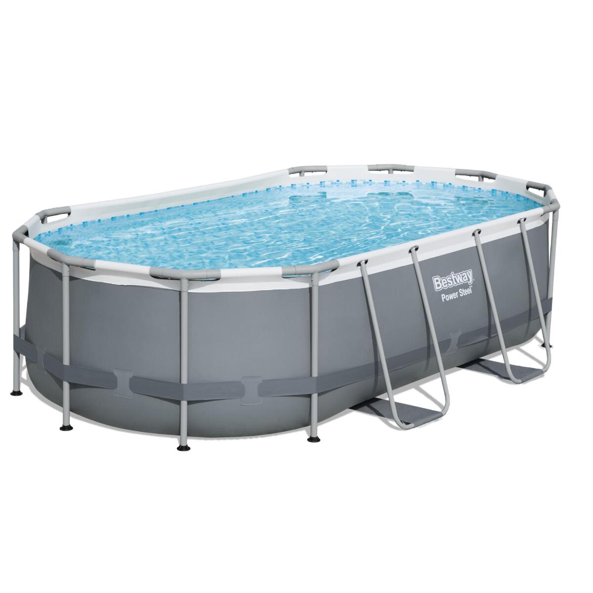 BESTWAY Bestway 14ft x 8ft 2" x 39.5" Oval Power Steel Above Ground Swimming Pool