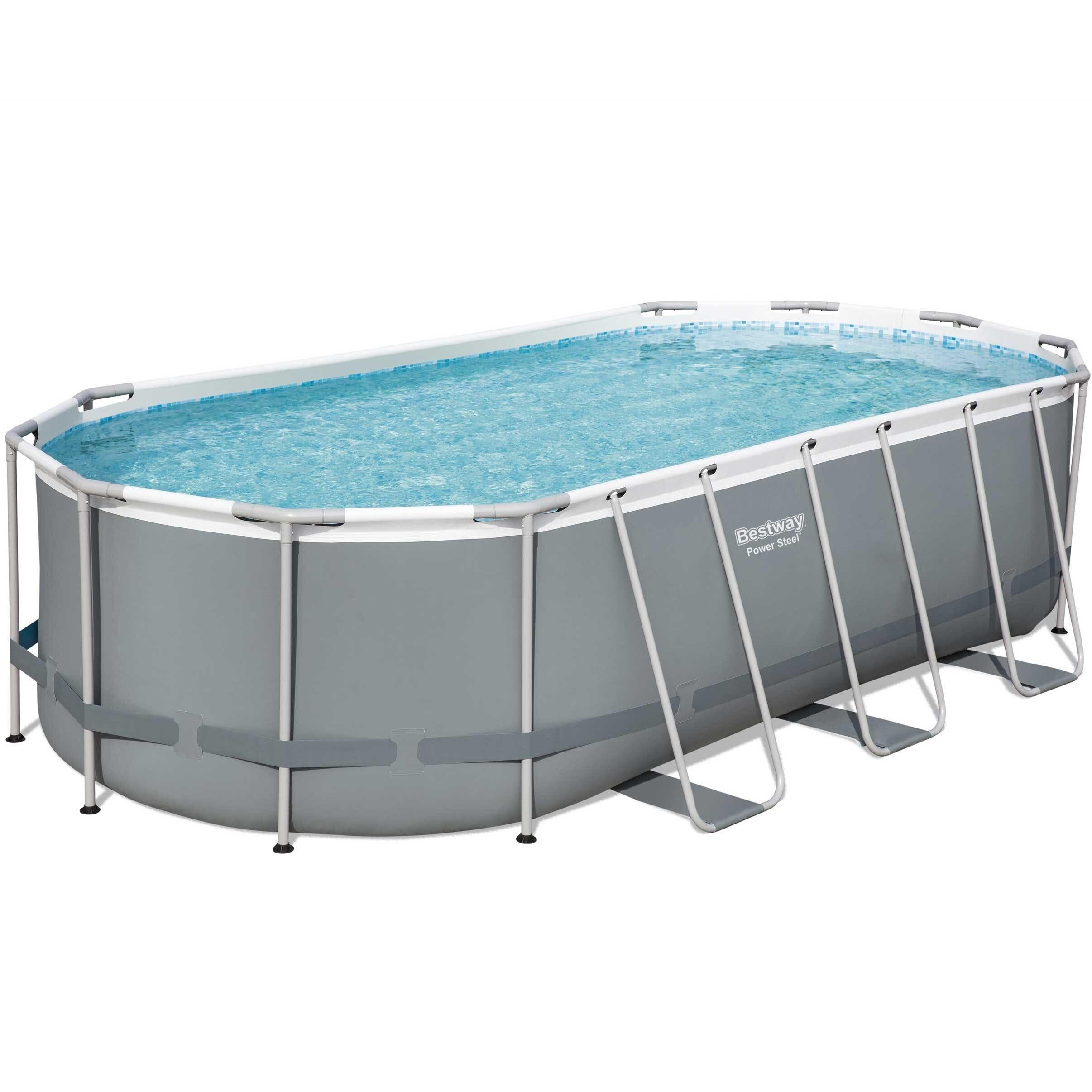 Bestway 18ft x 9ft x 48" Oval Power Steel Above Ground Swimming Pool 1/6