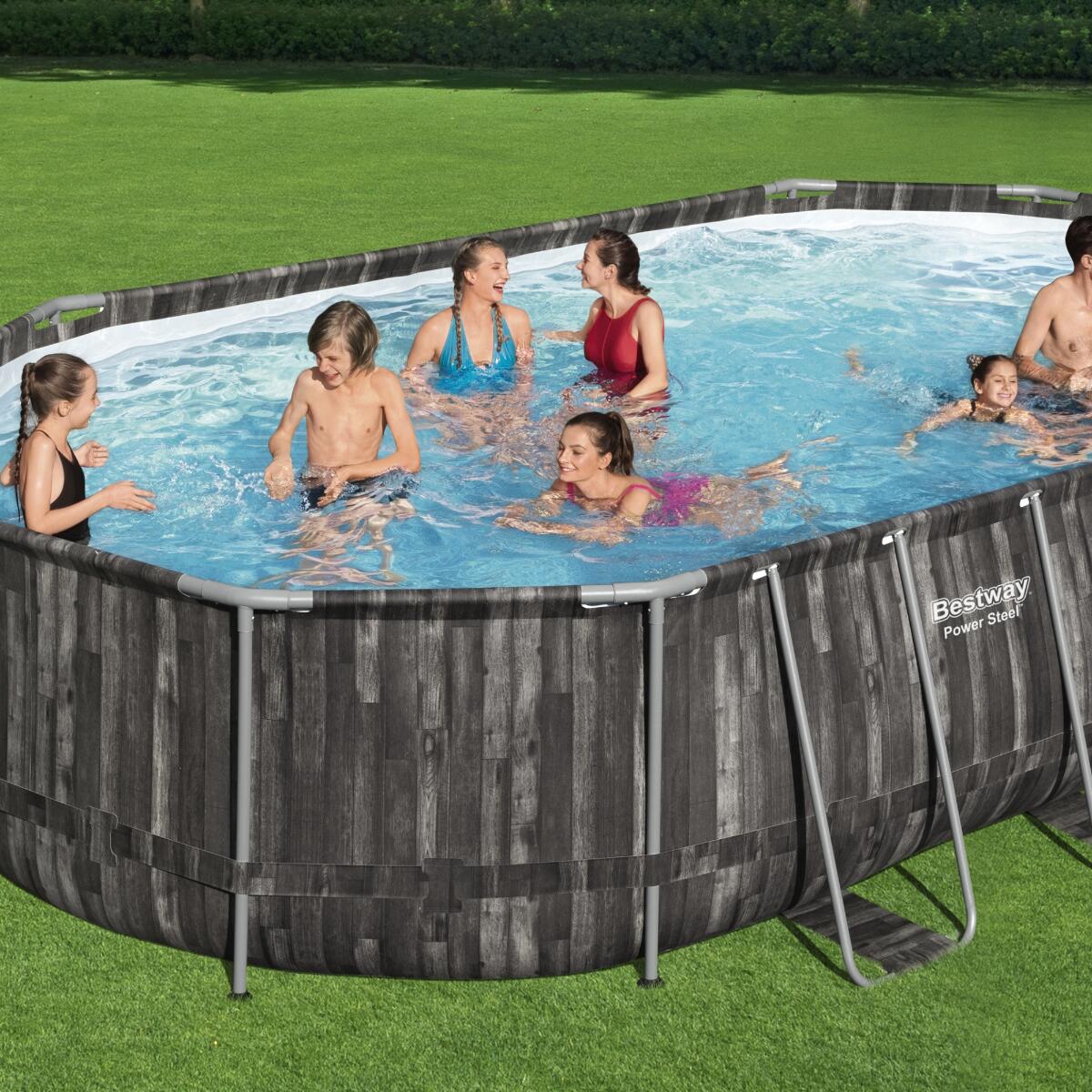 Bestway Power Steel Oval 24ft x 12ft x 52" Above Ground Swimming Pool 2/7
