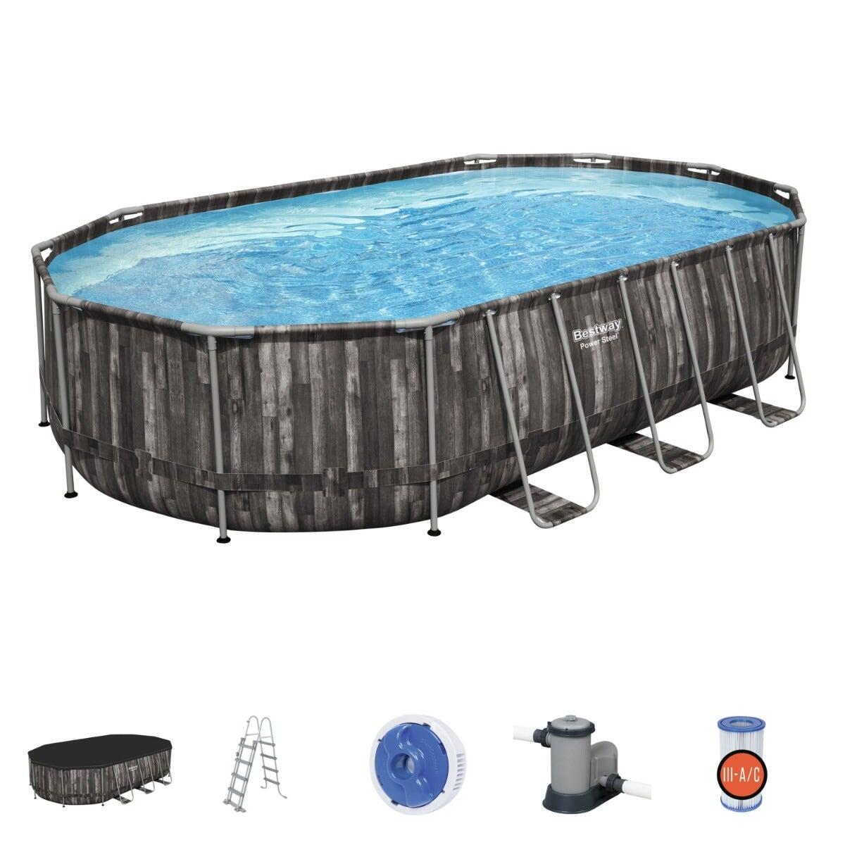Bestway Power Steel Oval 20ft x 12ft x 48" Above Ground Swimming Pool 3/7