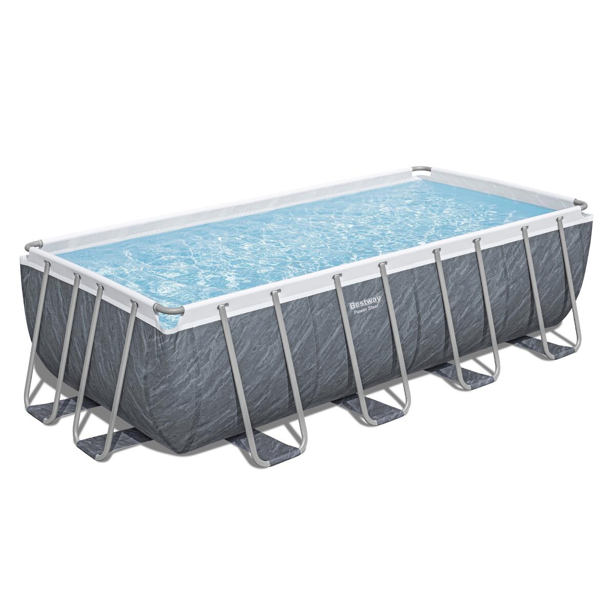 Bestway 16ft x 8ft x 48" Rectangular Power Steel Above Ground Pool 1/6