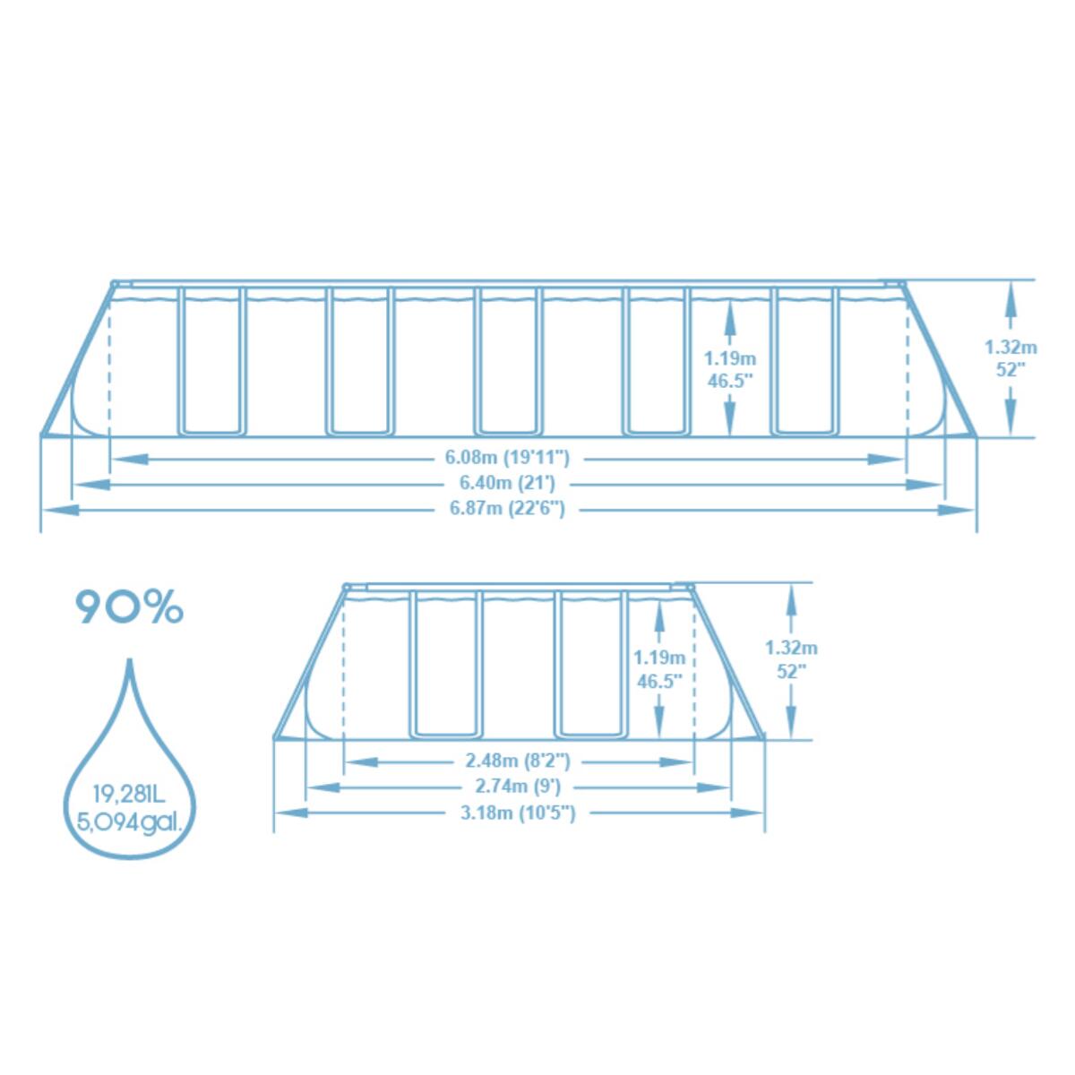 Bestway Power Steel Rectangular 21ft x 9ft x 52" Above Ground Pool & Sand Filter 5/5