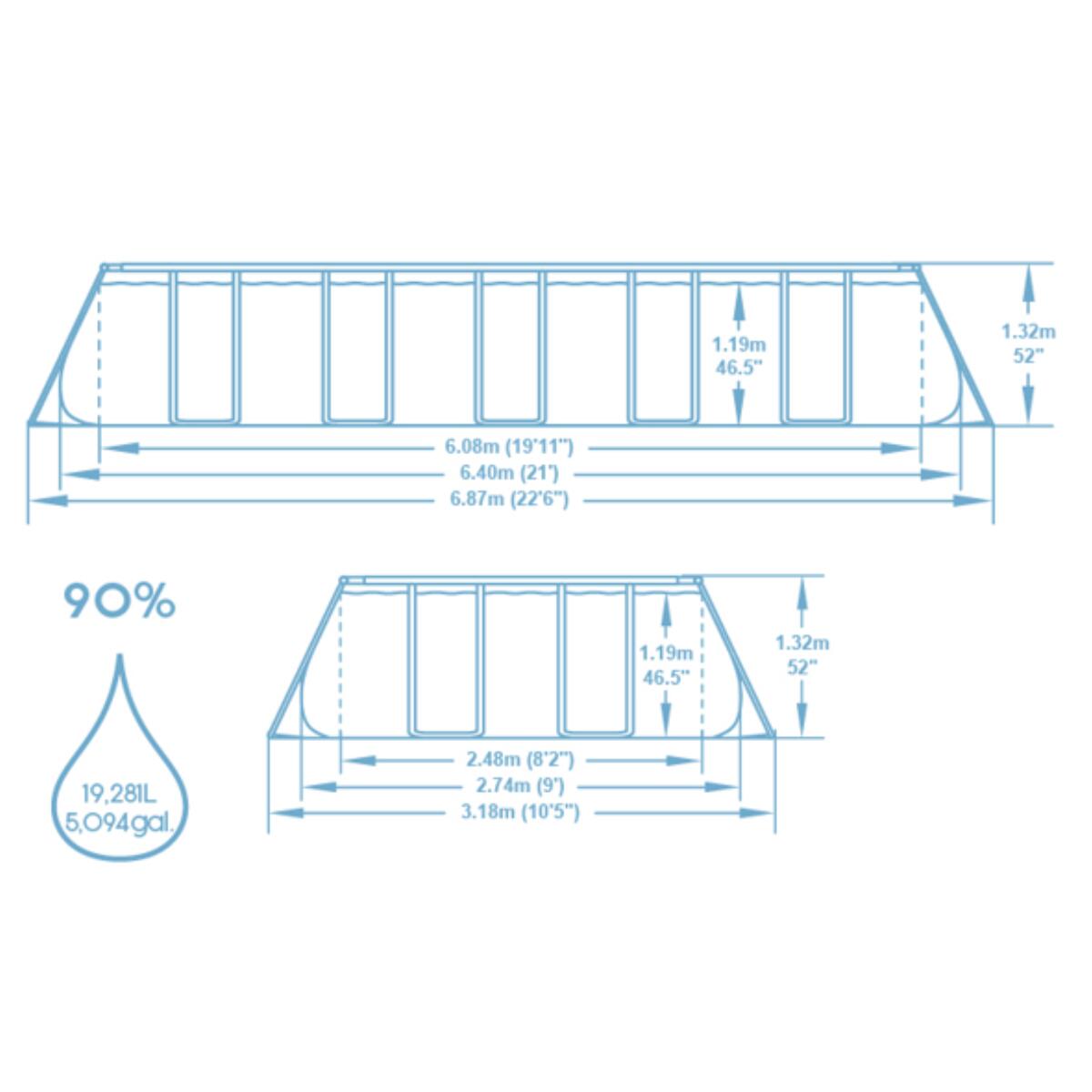 Bestway 21ft x 9ft x 52" Rectangular Power Steel Pool, Filter & Accessories 5/5