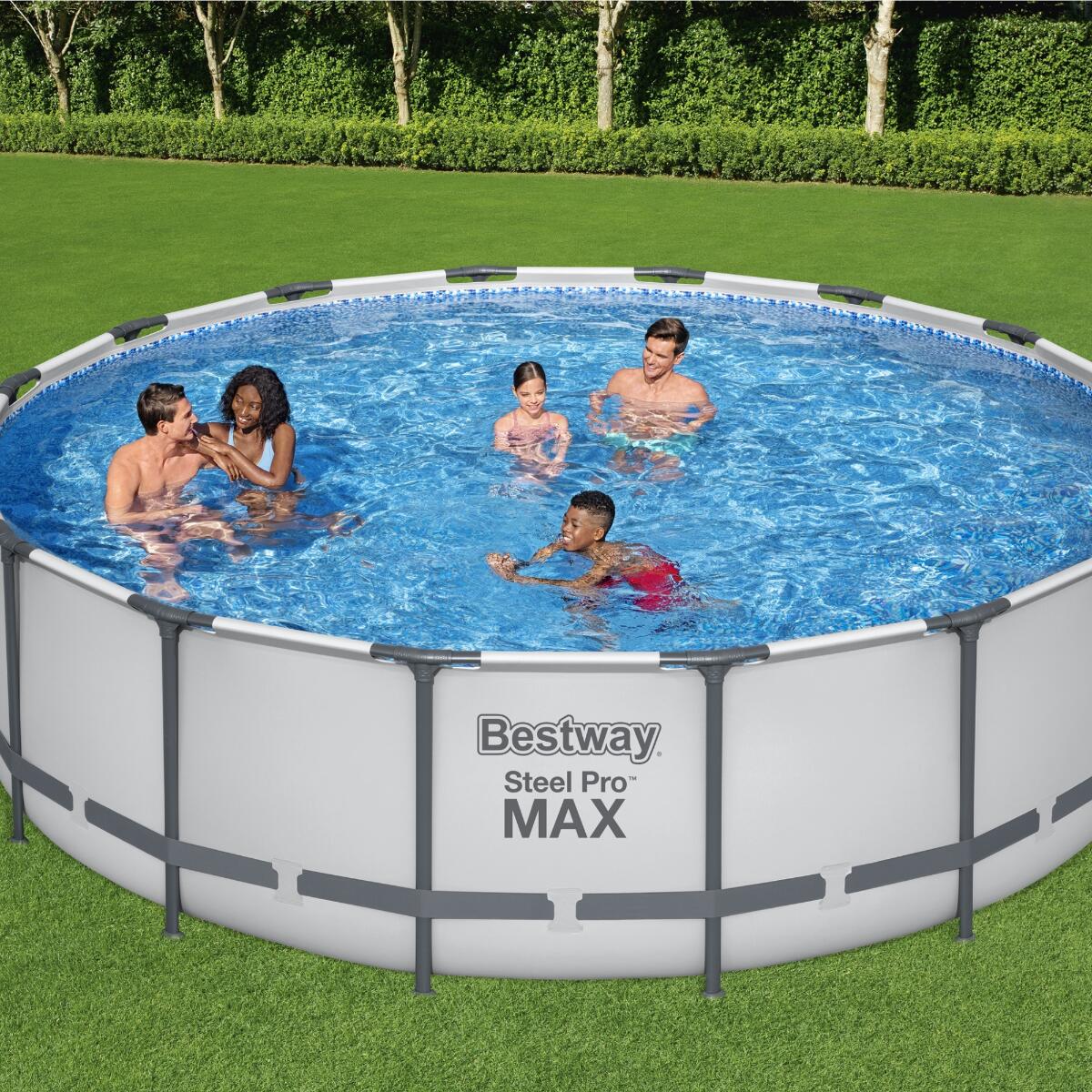 Bestway Round Steel Pro MAX Grey 16ft x 48" Above Ground Swimming Pool 2/7