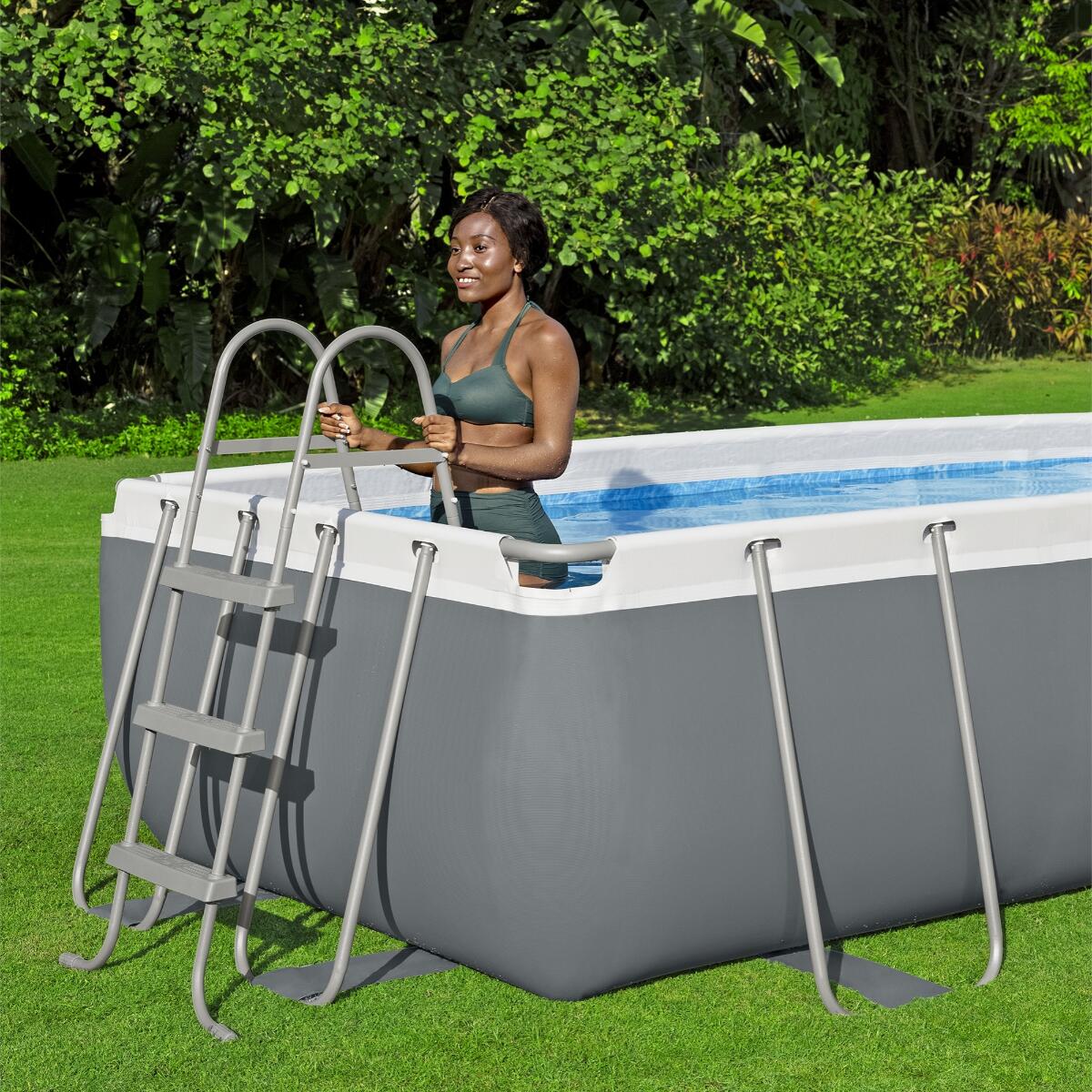 Bestway 13ft 3" x 6ft 7" x 39.5" Rectangular Power Steel Above Ground Pool 3/6