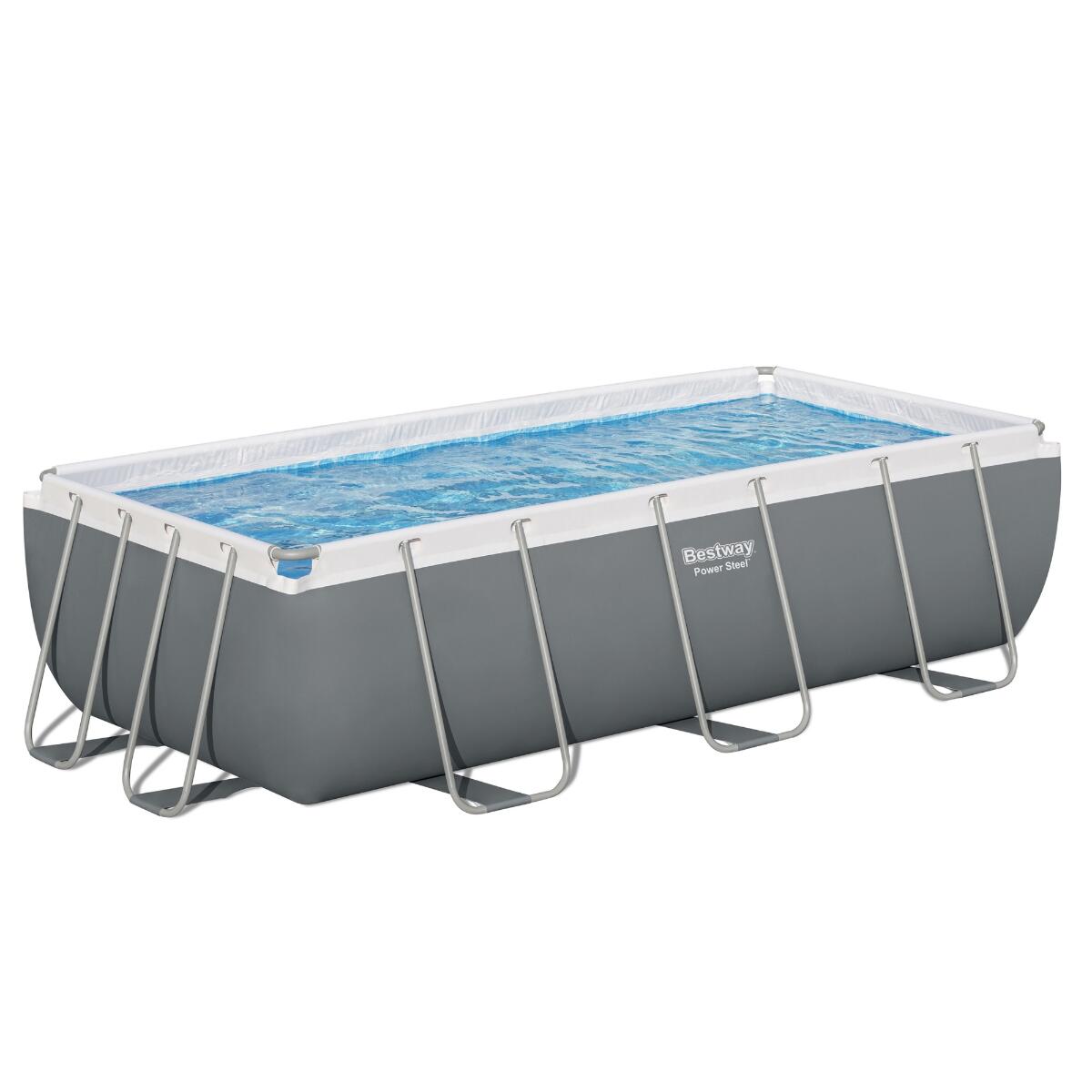 BESTWAY Bestway 13ft 3" x 6ft 7" x 39.5" Rectangular Power Steel Above Ground Pool