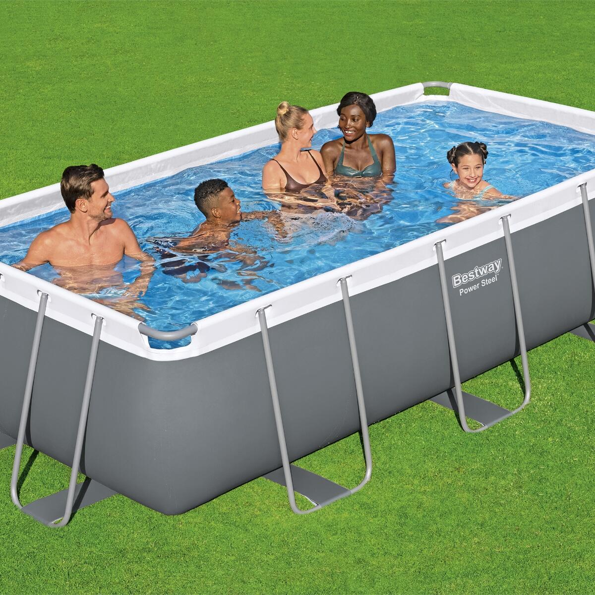 Bestway 13ft 3" x 6ft 7" x 39.5" Rectangular Power Steel Above Ground Pool 2/6