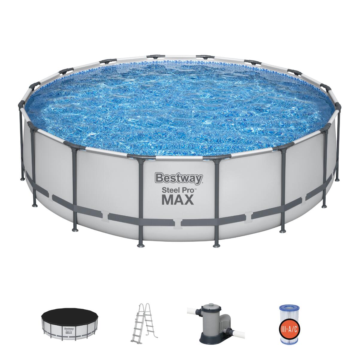 Bestway Round Steel Pro MAX Grey 16ft x 48" Above Ground Swimming Pool 3/7