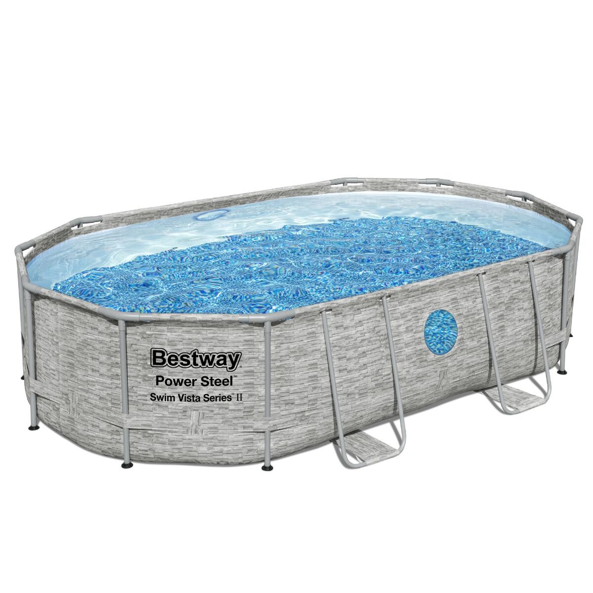 BESTWAY Bestway 16ft x 10ft Oval Power Steel Swim Vista Series II Above Ground Pool