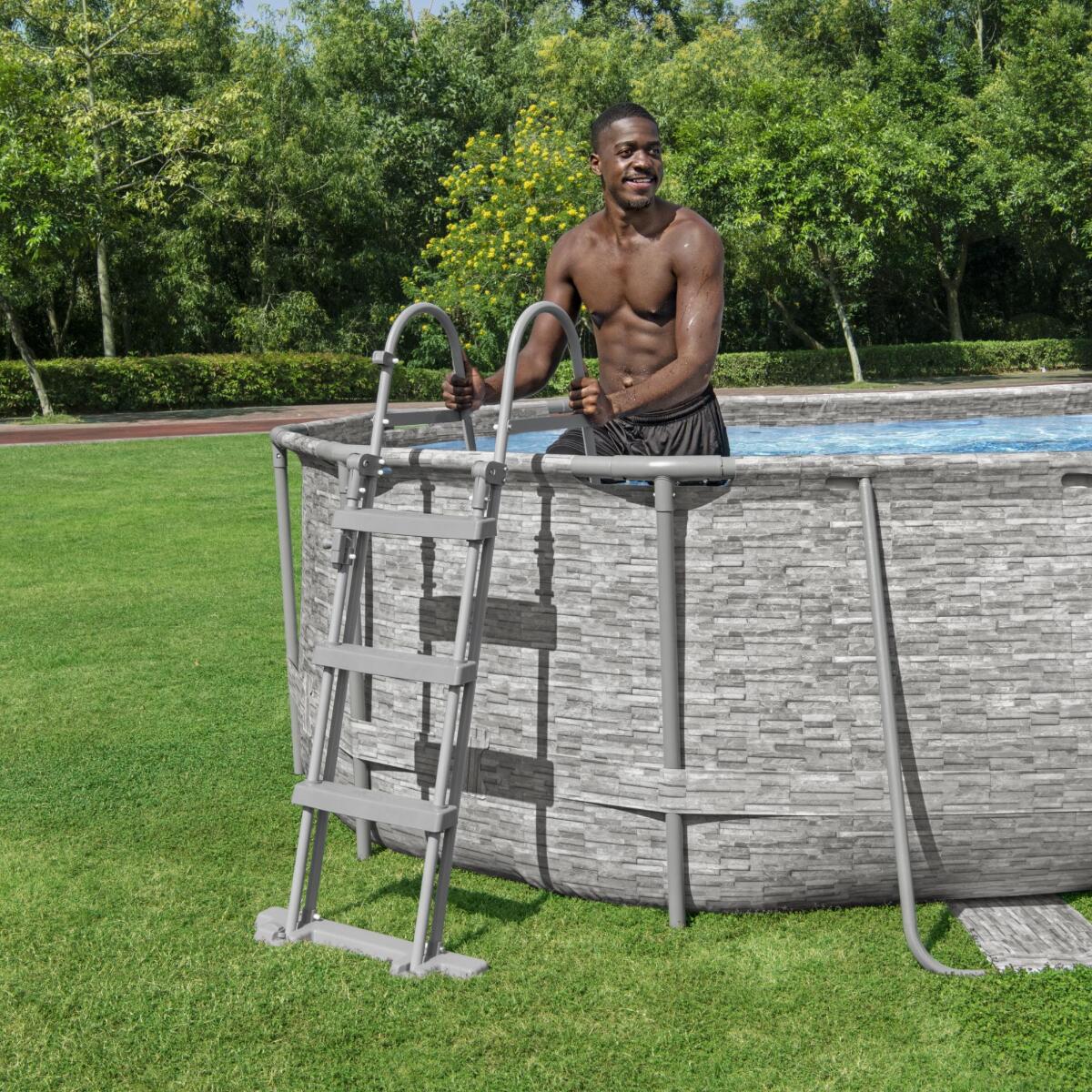 Bestway 16ft x 10ft Oval Power Steel Swim Vista Series II Above Ground Pool 5/6