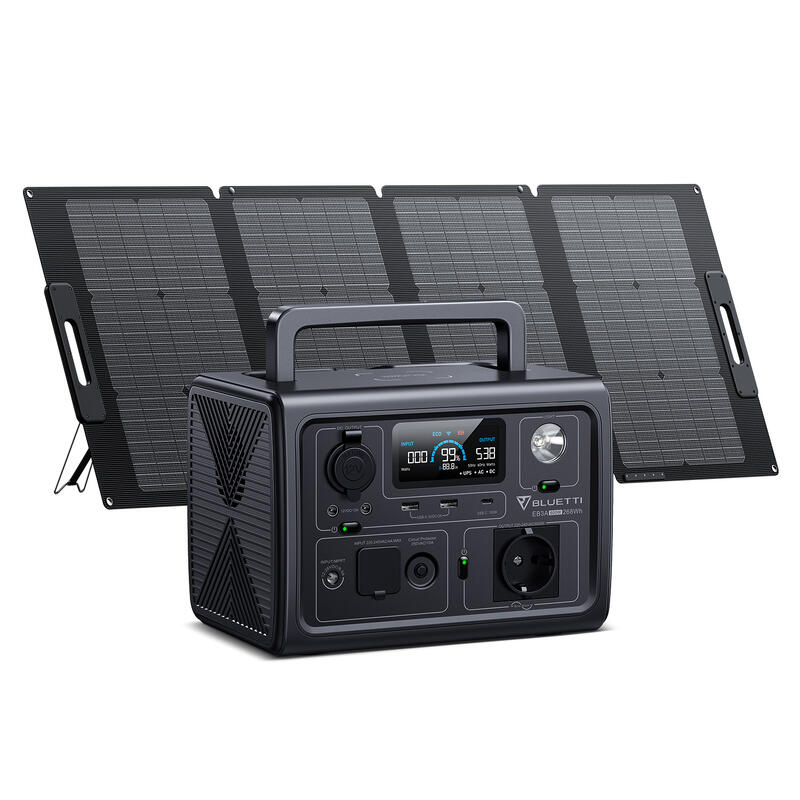 Kit Générateur Solaire BLUETTI 268Wh/600W EB3A+PV120S pour Camping Extérieur