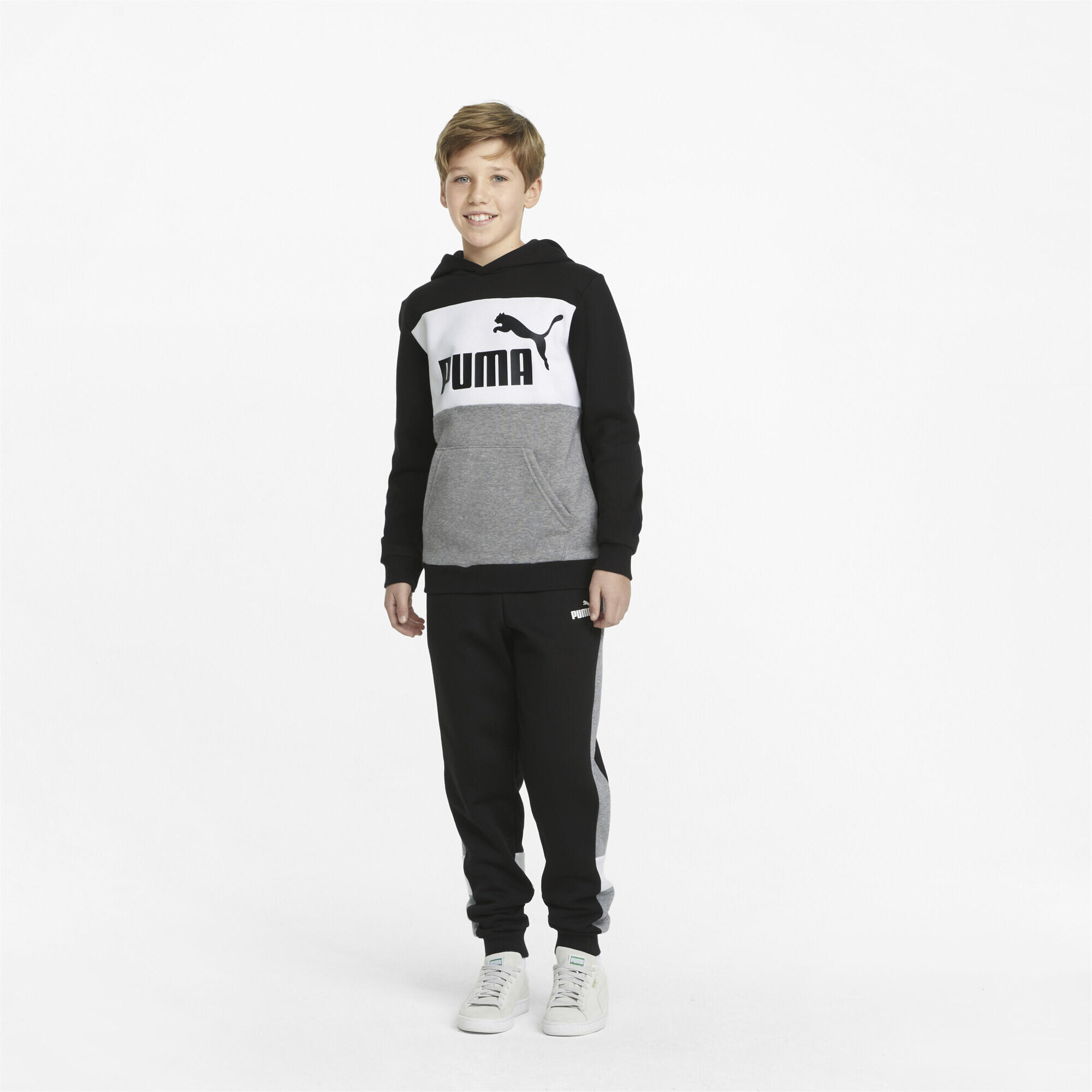 Felpa con cappuccio Essentials+ a blocchi di colore da ragazzo PUMA Black 4/6