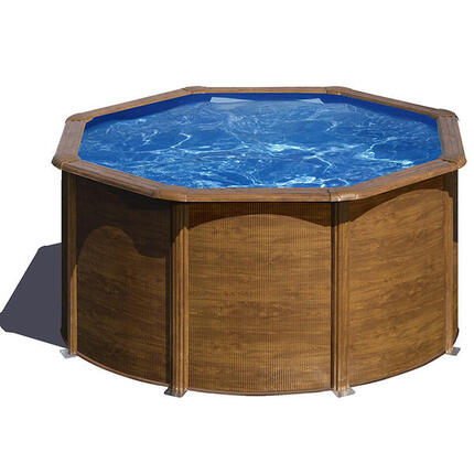 Piscine hors-sol imitation bois Gre Pacific Circulaire 300x120