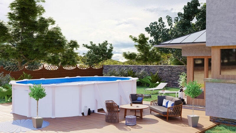 Piscina Desmontable ovalada 610x375cm y altura 120cm de acero blanco GRE Fidji 3/7