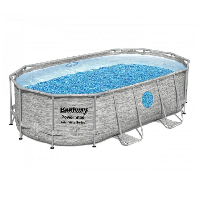 Piscina Desmontable Tubular Bestway Power Steel Oval Diseño Ratán 427x250x100 cm