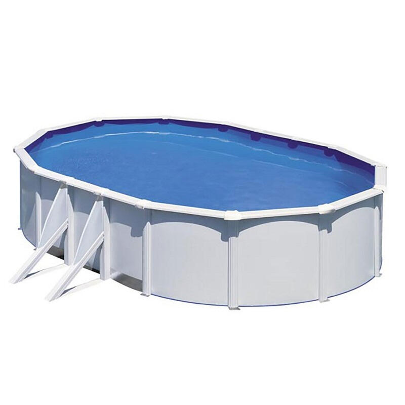 Piscina desmontável ovala 610x375cm e altura 120cm em aço branco gre fidji