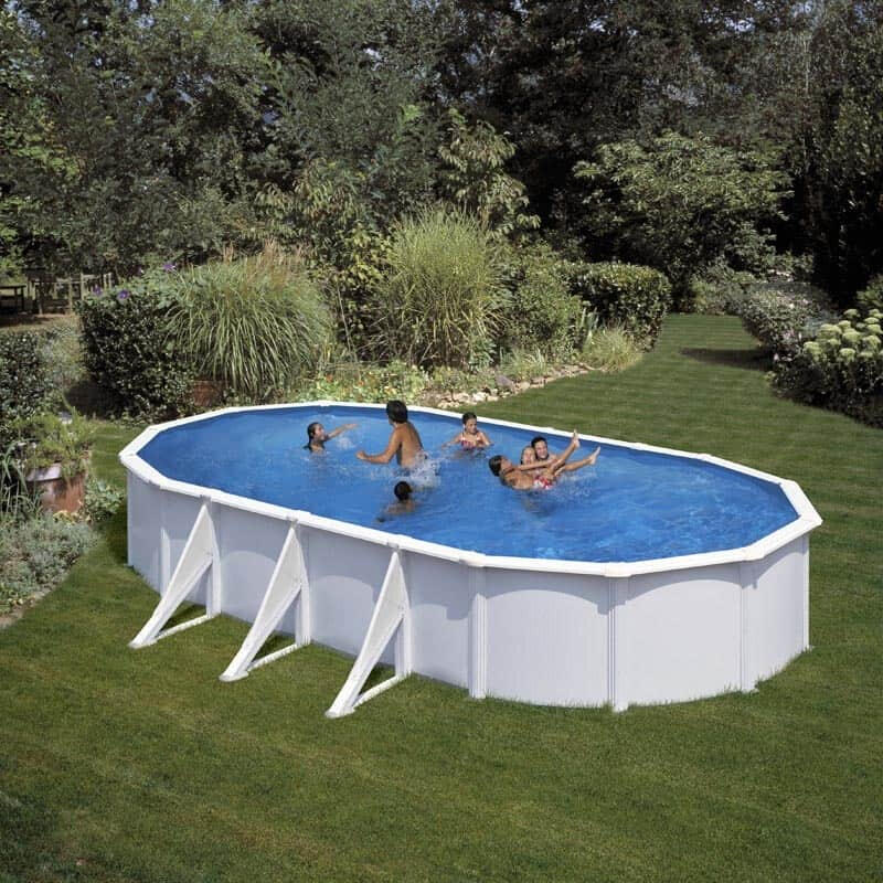 Piscina Desmontable ovalada 730x375cm y altura 120cm de acero blanco GRE Fidji