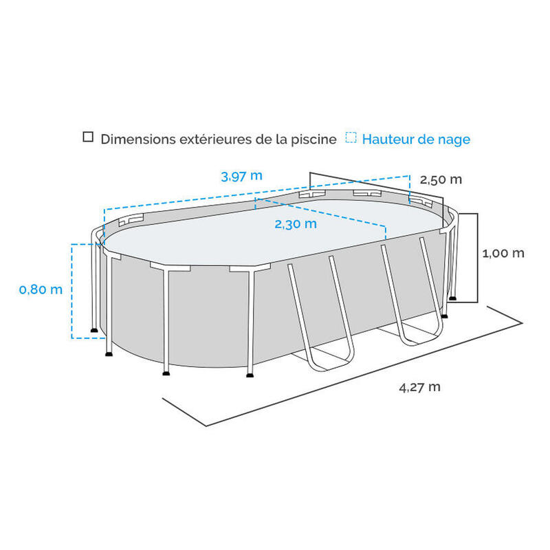 Piscina Desmontable Tubular Bestway Power Steel Oval Diseño Ratán 427x250x100 cm