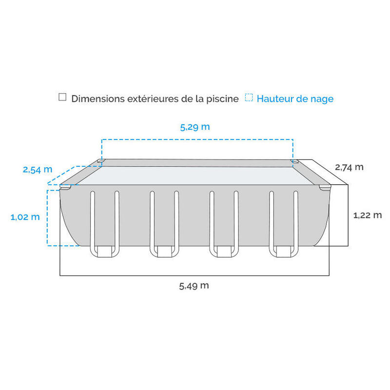 Bestway SANIBEL Rattan hatású szögletes fémvázas medence szett 549x274x122 cm