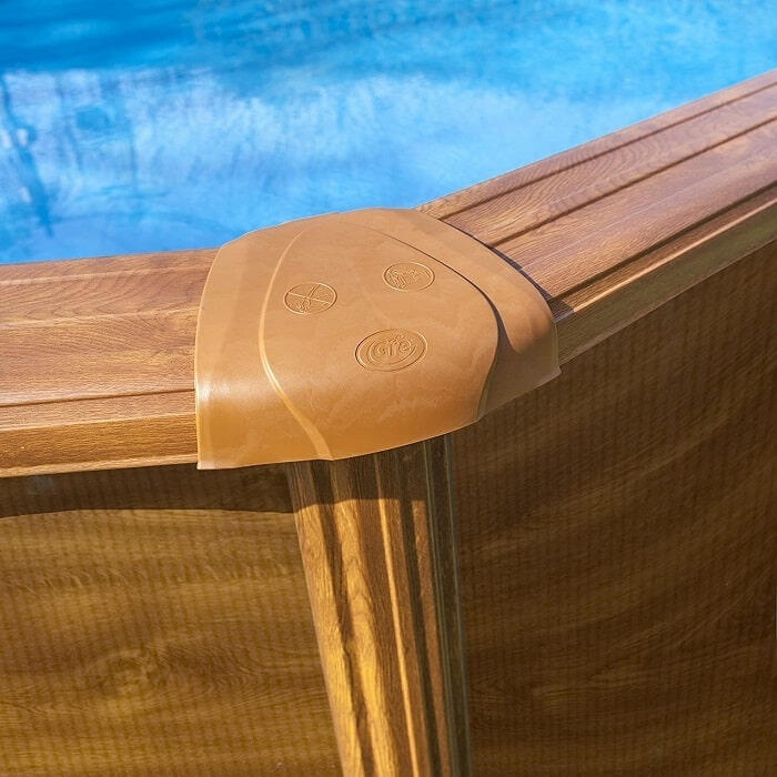 Piscina Desmontable ovalada 610x375cm x 132cm de acero madera GRE Mauritius