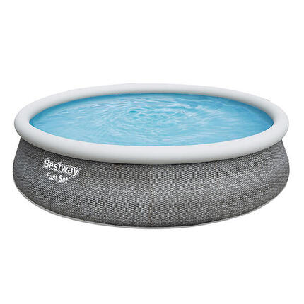 BESTWAY Piscine autoportante Fast Set ronde 457x107cm rotin gris - accessoires