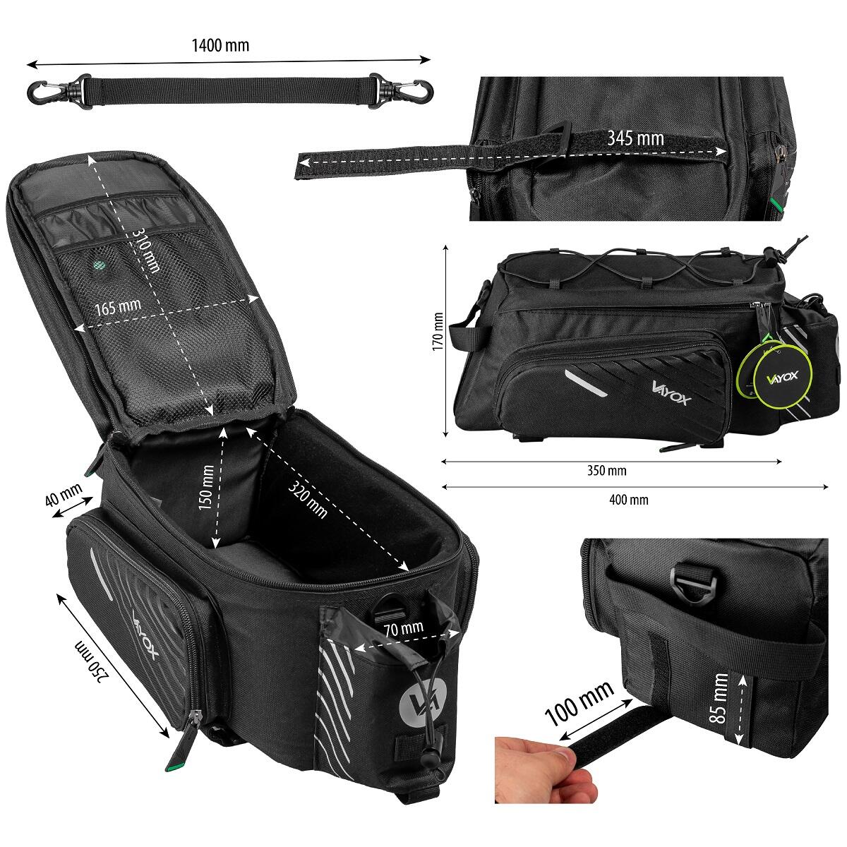 Borsa per portapacchi bici VAYOX VA0171 impermeabile, espandibile 12L 5/8