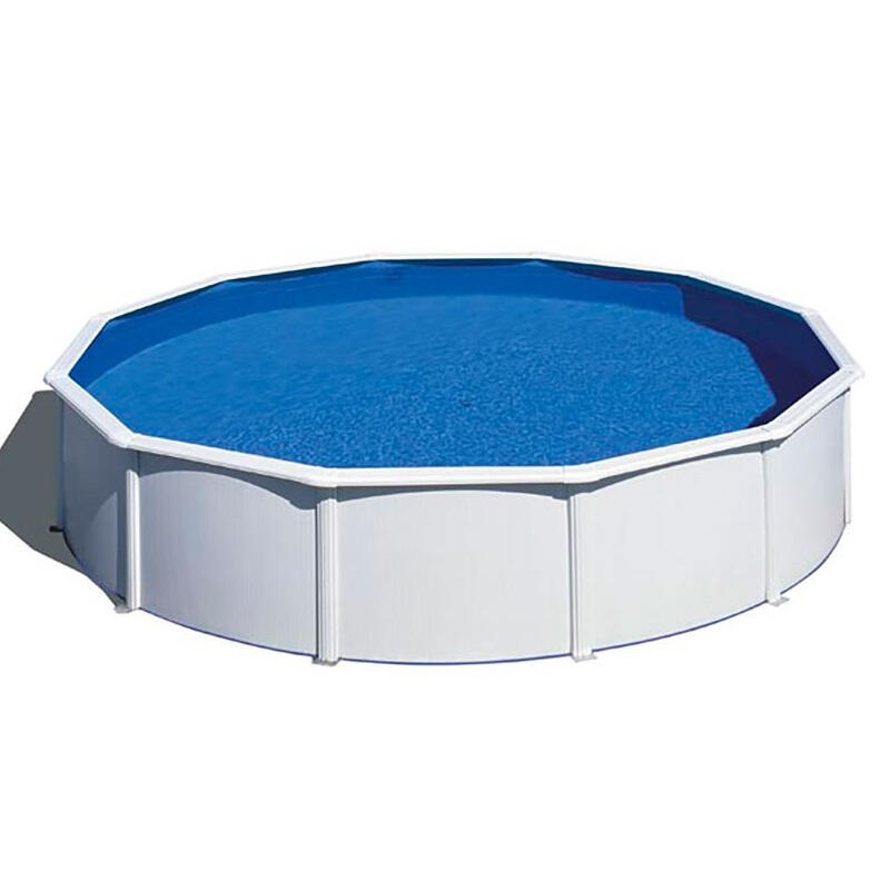 Piscina desmontável redonda Ø 550cm e altura 120cm em aço branco GRE Fidji
