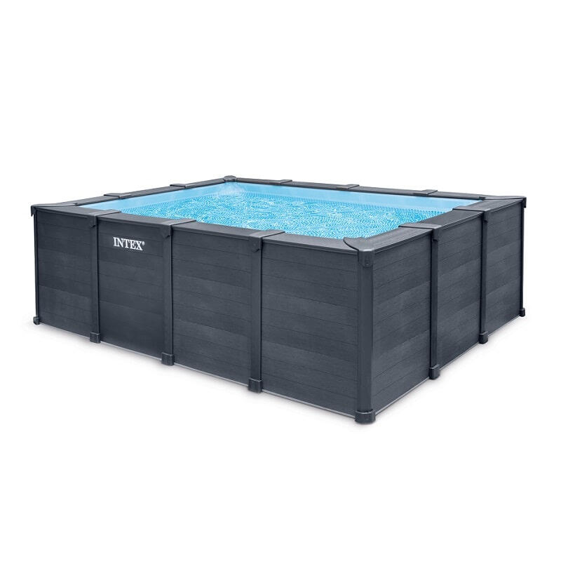 Intex - Piscine Tubulaire Rectangulaire Intex Graphite 4 X 3 X 1,24 M - Piscine - Gris - Taille Unique - Decathlon