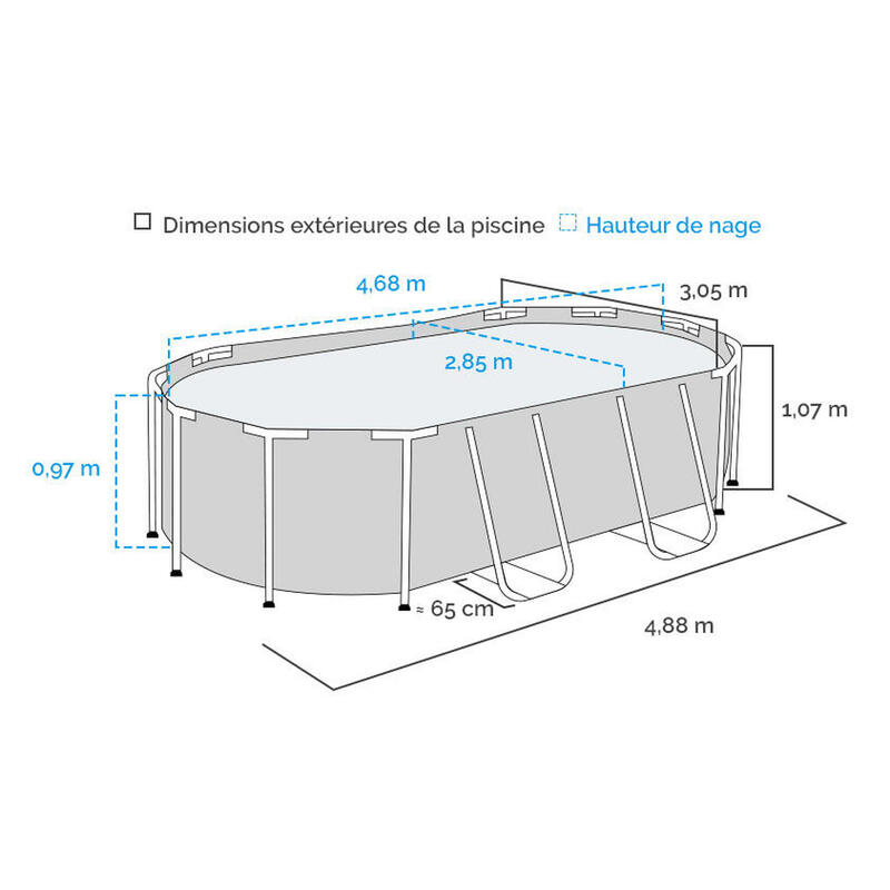Piscina Desmontable Tubular Bestway Power Steel Oval Diseño Ratán 488x305x107 cm