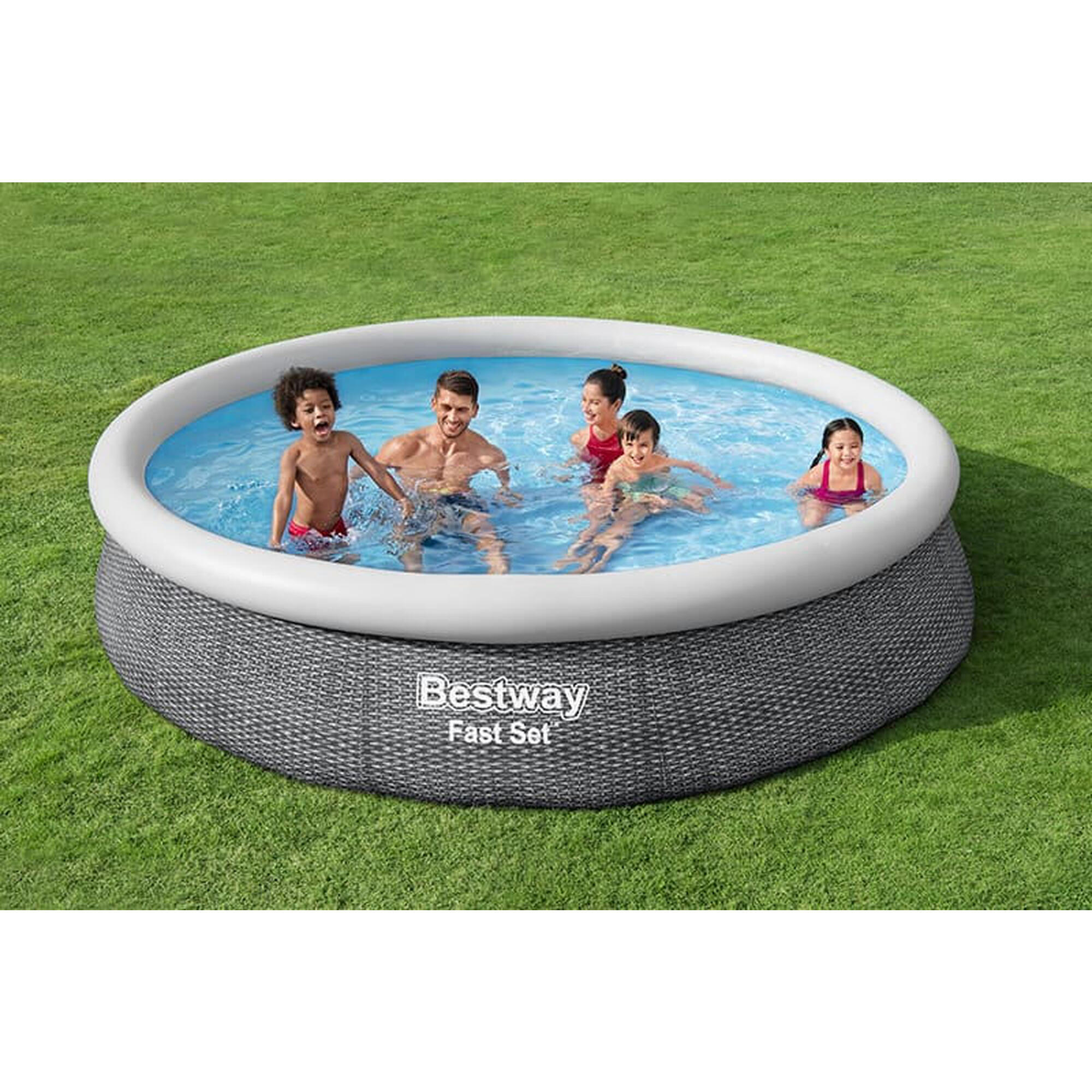 Piscina Crianças Bestway Fast Set Design Rattan Ø366x76 cm Filtro 1.249 l/h