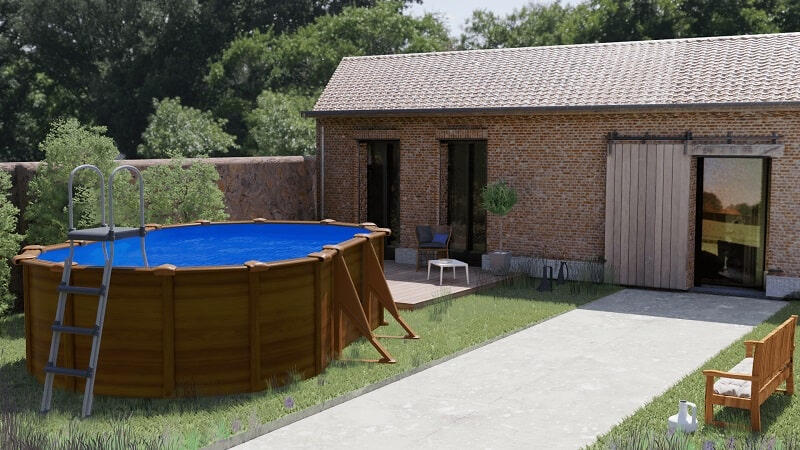 Piscina Desmontável oval 500x300 cm e altura 120cm em aço madeira GRE Sicilia 3/7