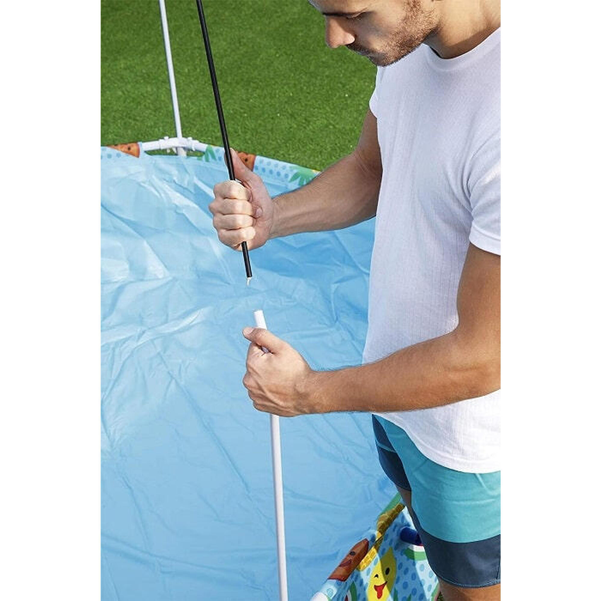 244 x 51 cm Bestway Splash-in-Shade zwembad met schaduw koepel en sproeier