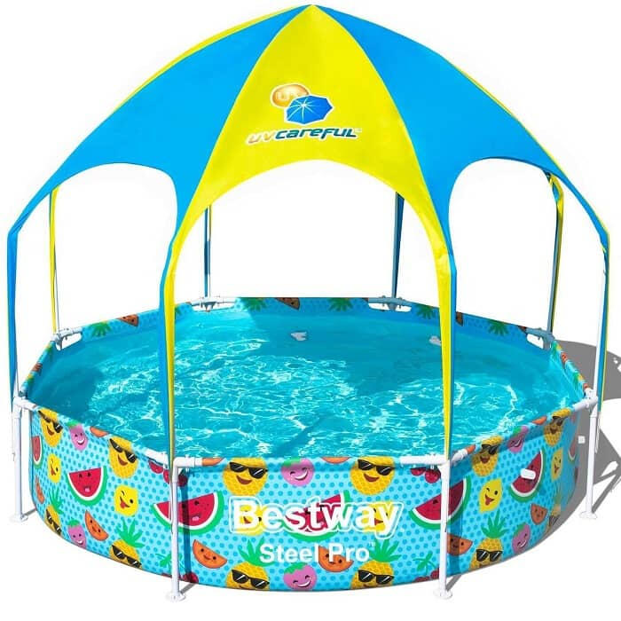244 x 51 cm Bestway Splash-in-Shade zwembad met schaduw koepel en sproeier
