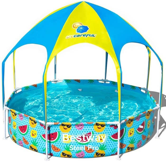 Piscine tubulaire Bestway ronde Steel Pro avec parasol 2,44 x 0,51 m