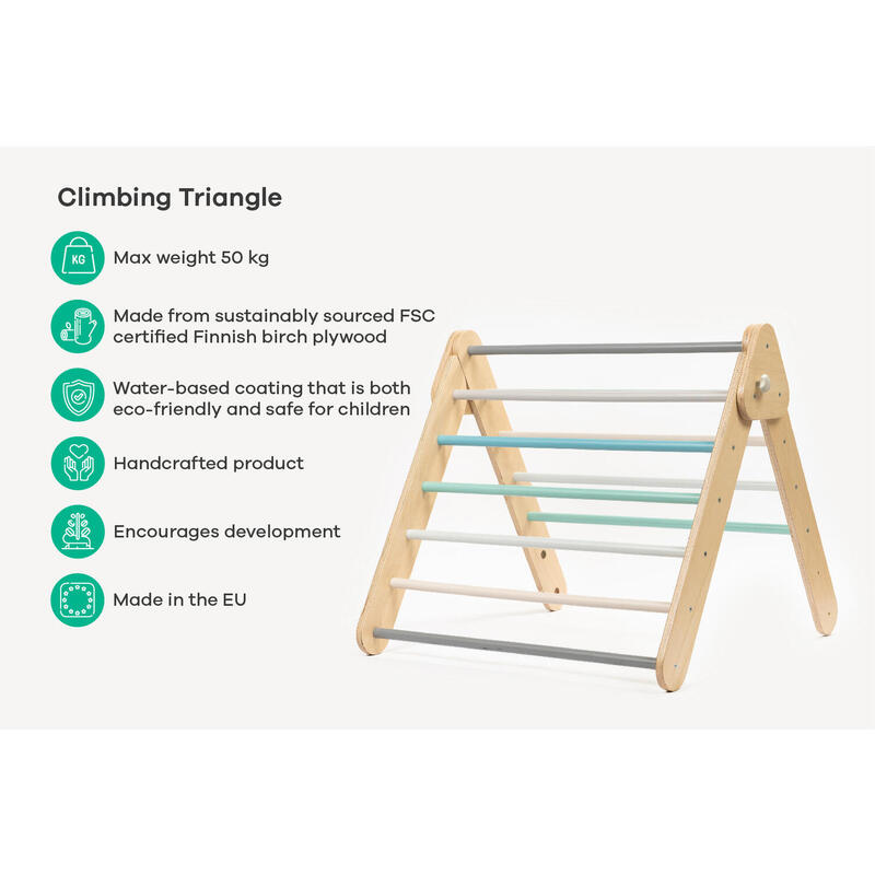 Ensemble Triangle d’escalade avec planche d’équilibre, Montessori, Pastel