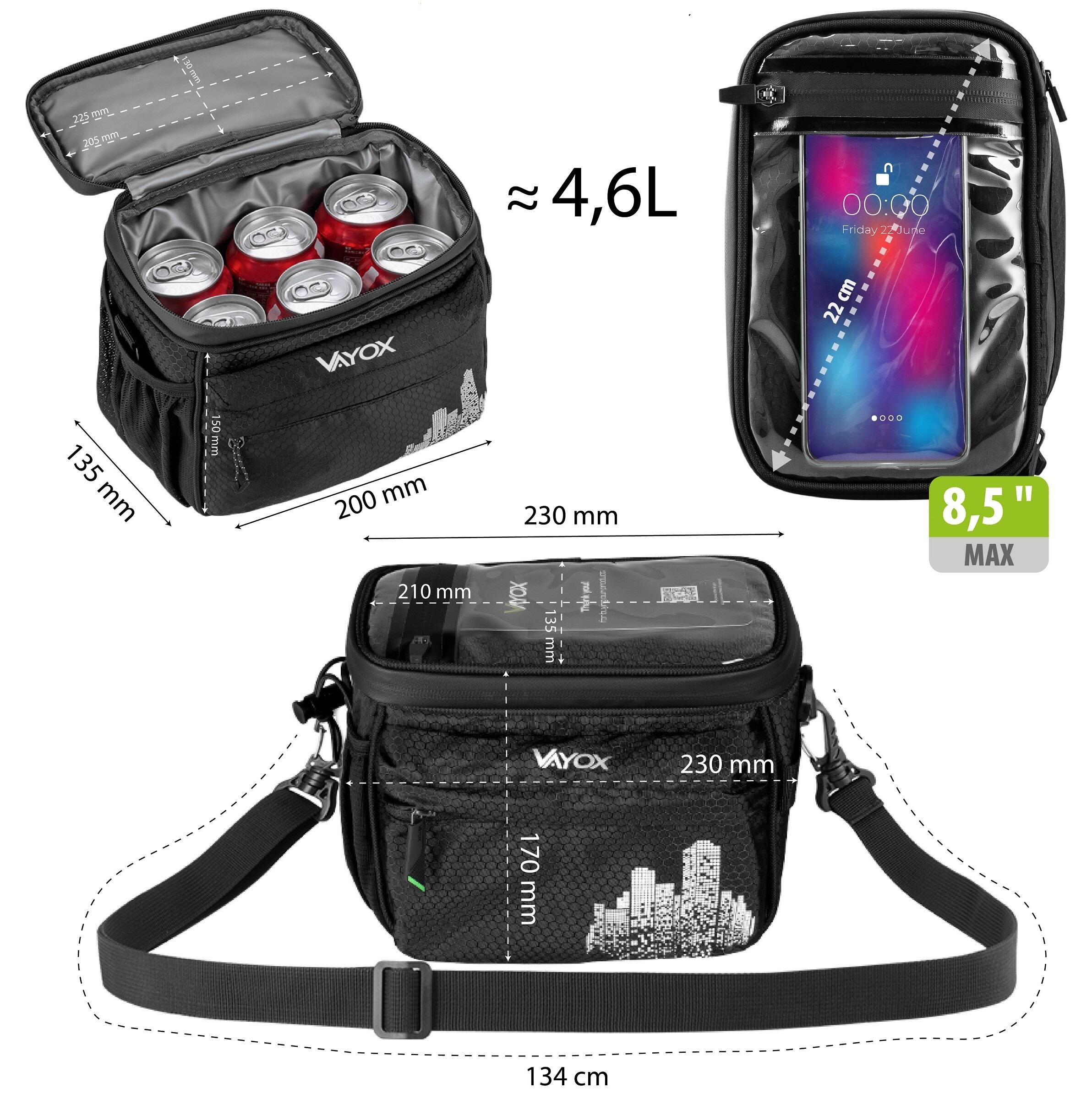 Borsa per manubrio bici VAYOX VA0167 con custodia per telefono 4,6 l 5/8