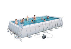 Bestway Piscine hors sol rectangle Power Steel 732 x 366 x 132 cm gris clair