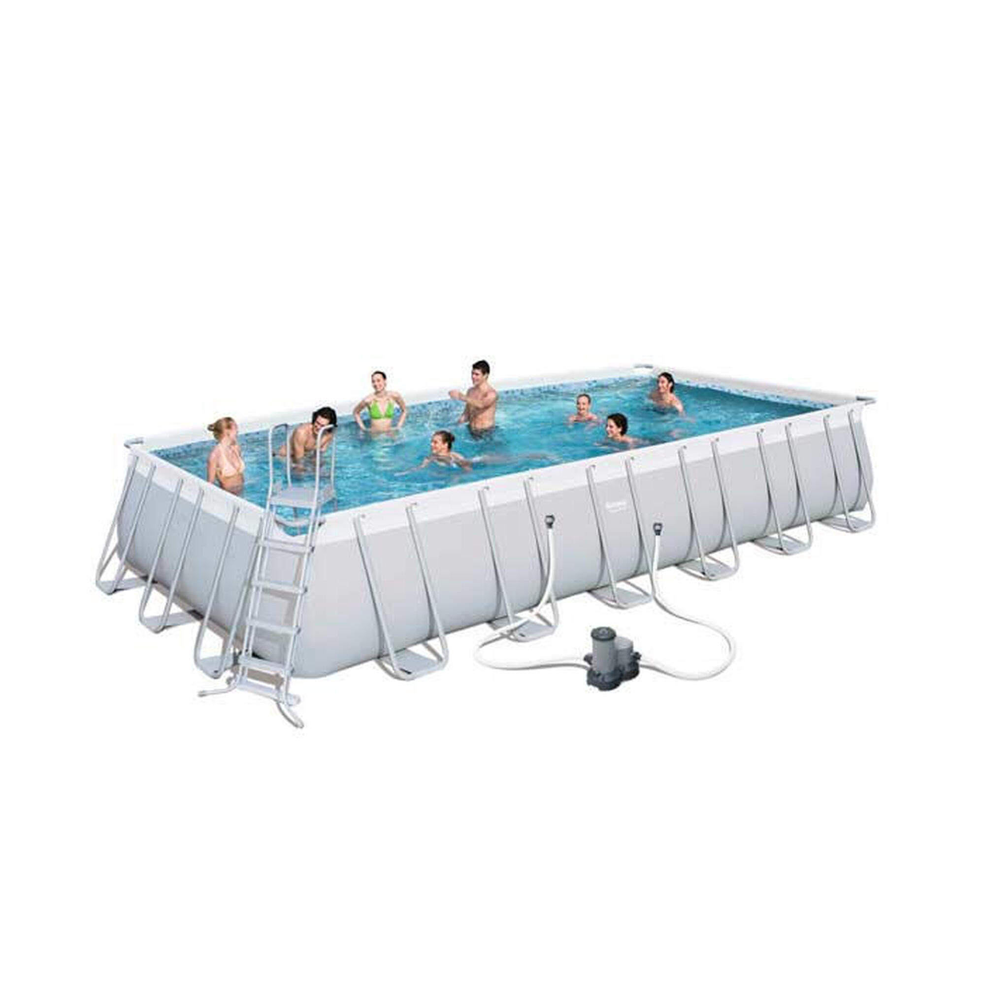 Bestway - Bestway Piscine Hors Sol Rectangle Power Steel 732 X 366 X 132 Cm Gris Clair - Piscine - Orange - Taille Unique - Decathlon